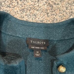 Talbots Deep Teal Merino Wool Cardigan